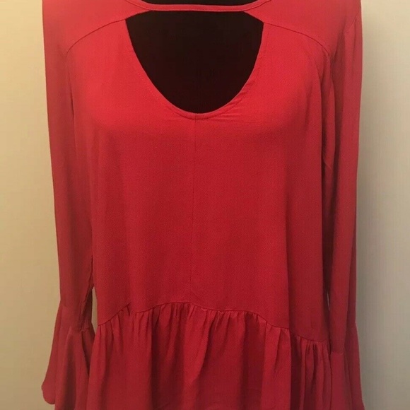 NWT Mossimo Women's Red Peasant Blouse - Picture 2 of 7